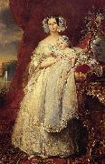Franz Xaver Winterhalter Portrait of Helena of Mecklemburg-Schwerin, Duchess of Orleans with her son the Count of Paris oil painting on canvas